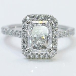 2CT Radiant Cut Moissanite  Engagement Ring